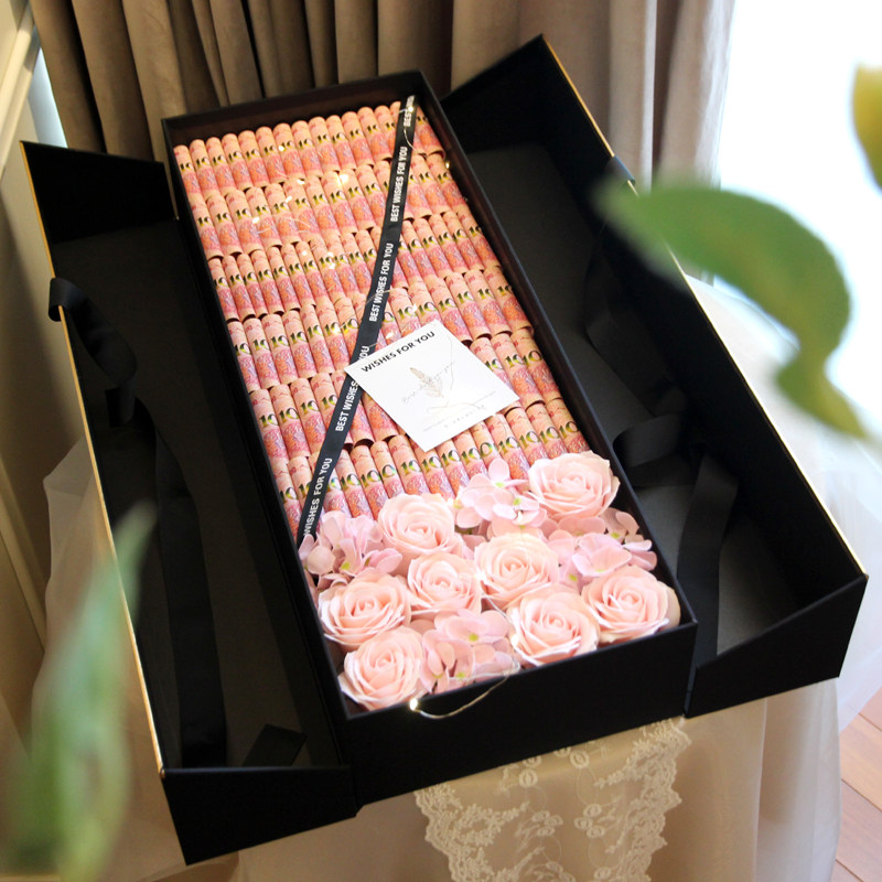 送女生生日礼物仪式感礼盒母亲节现金香烟钱花束礼盒diy材料花盒