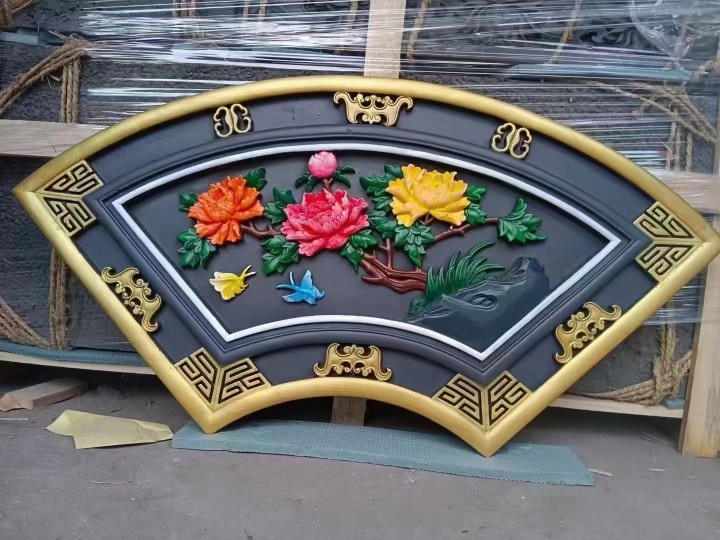 仿古彩绘砖浮顶雕影壁挂字件定1000*100制砖雕扁可彩绘中式屋雕装