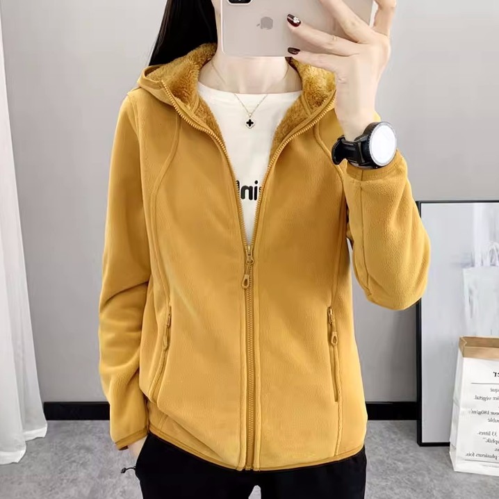 羊羔绒外套女秋冬季双面加绒加厚情侣款连帽开衫卫衣内胆抓绒衣男