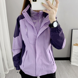 户外冲锋衣女三合一防风防水徒步外套秋冬季保暖可拆卸登山服男装