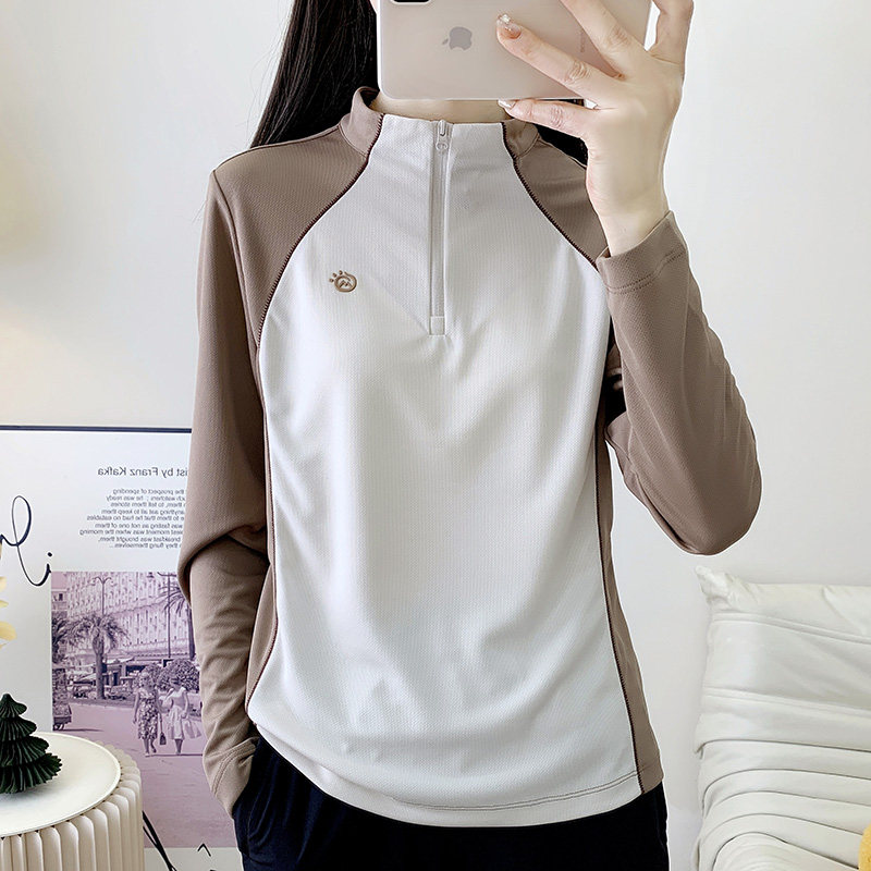 探拓长袖速干t恤女春夏季轻薄款速干衣跑步拼色透气上衣休闲T恤男