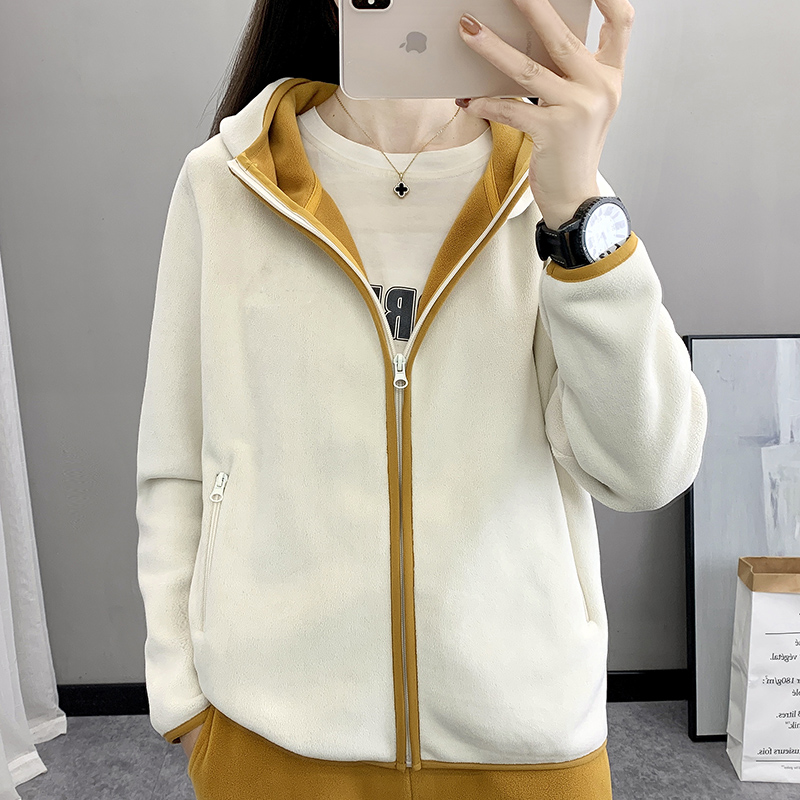 抓绒衣女双面绒保暖外套防风卫衣