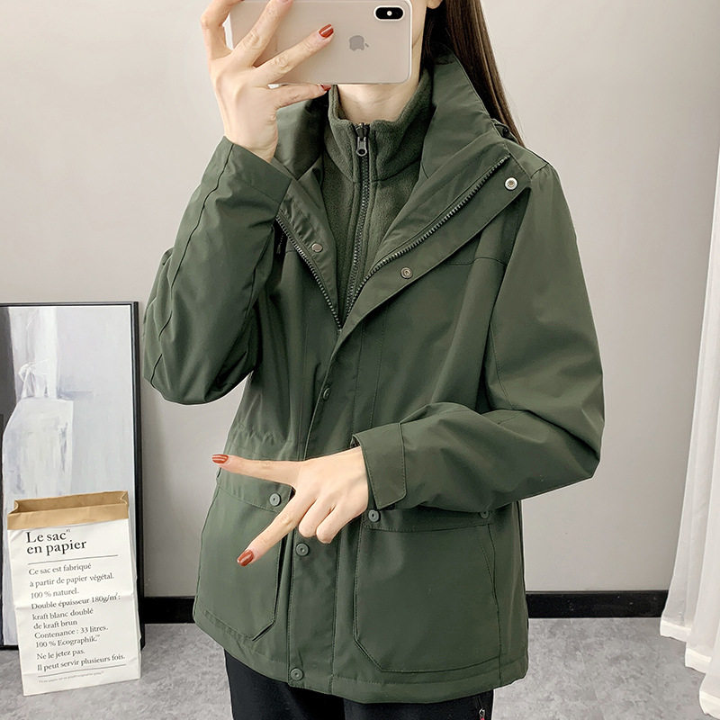 冲锋衣男女三合一滑雪服加绒外套