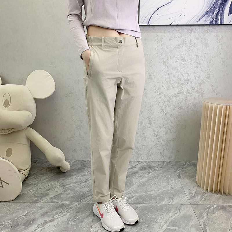 户外速干裤女夏薄款防晒裤米白冰丝运动休闲徒步裤登山长裤子快干