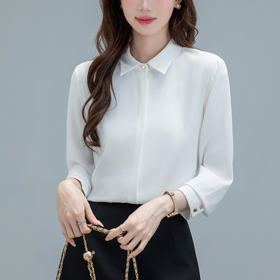 职业白色衬衫女夏季公务员教资穿搭正式场合答辩面试服装正装上衣