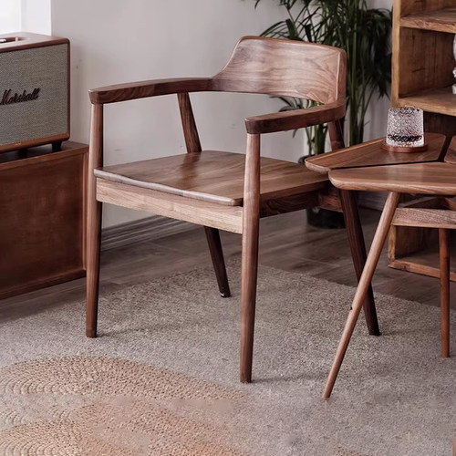 北欧实木广岛椅白蜡木客餐厅桌椅咖啡饭店简约靠背椅会议室洽谈椅