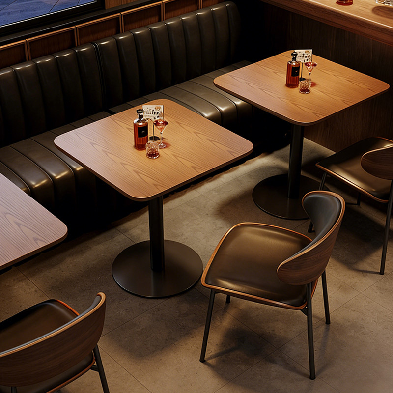 咖啡桌椅商用美式网红餐饮店复古酒吧实木餐椅饭店餐厅咖啡店方桌