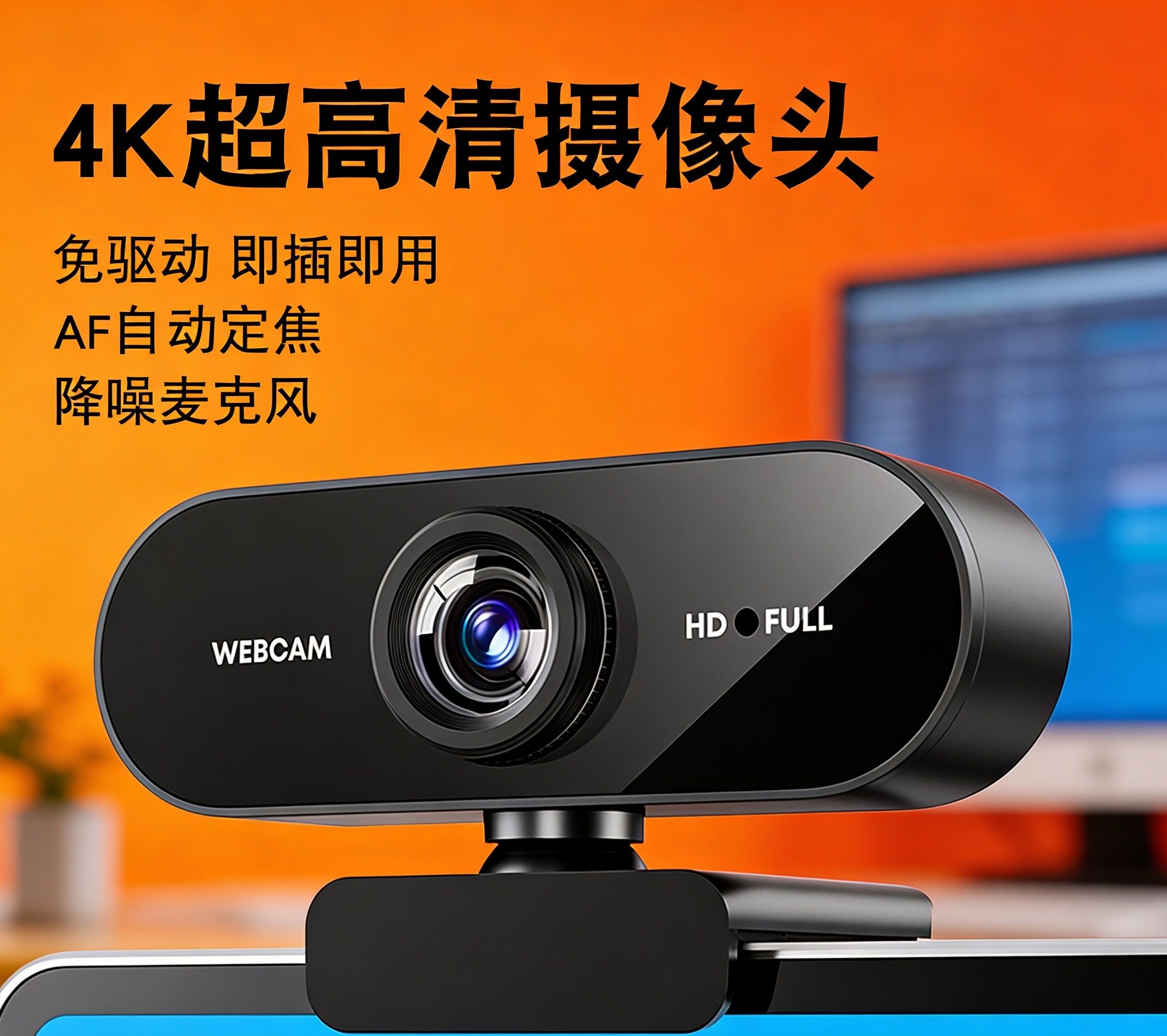 电脑高清摄像头台式电脑笔记本考试视频会网课专用即插即用免驱动