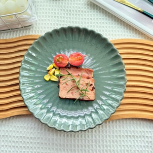 复古波浪边陶瓷盘子高级感花瓣造型餐盘小众设计感餐具西餐厅商用