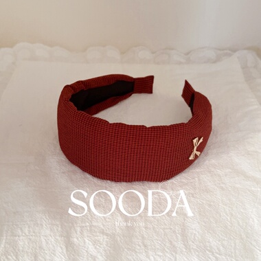 苏打圣诞新年红色格子发箍复古圣诞氛围感高颅顶头箍旅行发饰女