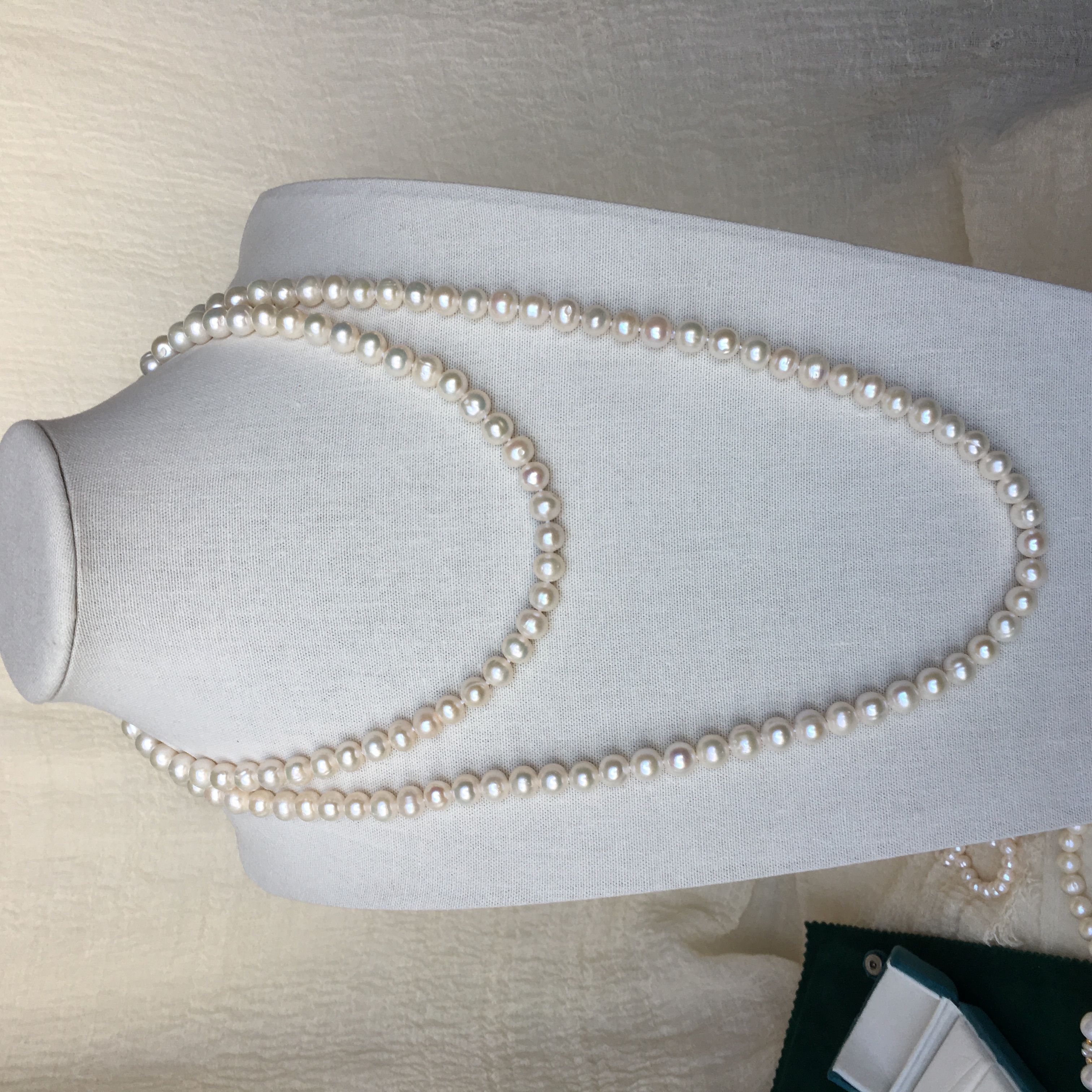 天然珍珠项链女款毛衣链简约经典日常多层珍珠链长链秋冬旗袍项链