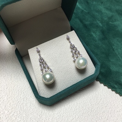 天然珍珠耳环耳坠女款耳钉大气个性冷光设计款s925纯银气质大珠