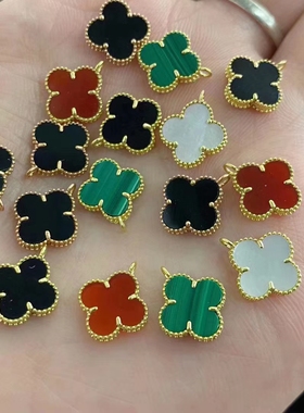 18k黑玛瑙孔雀石白蝶贝吊坠