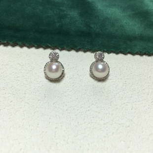 女款耳钉耳坠戴妃配件镶满钻天然珍珠S925纯银简约气质大方葫芦