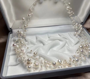 珍珠颈链天然淡水珍珠多层满天星锁骨链不规则小众手工编织项链