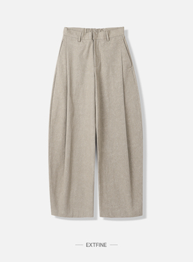 Extfine秋冬日系立体剪裁褶皱弯刀廓形立体休闲裤阔腿裤男高级感