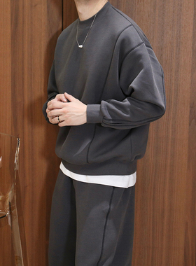 Extfine秋冬新款极简athflow结构设计感缝线重磅卫衣男卫裤套装