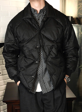 作梦家复古面包服翻领短款轻薄羽绒服零压男夹克外套冬季保暖加厚