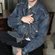 重磅水洗做旧破洞多口袋日本丹宁工装 牛仔外套男高级感痞帅宽松