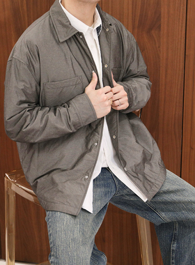 Extfine冬季日系设计感小众工装衬衫款棉服夹克外套男宽松百搭