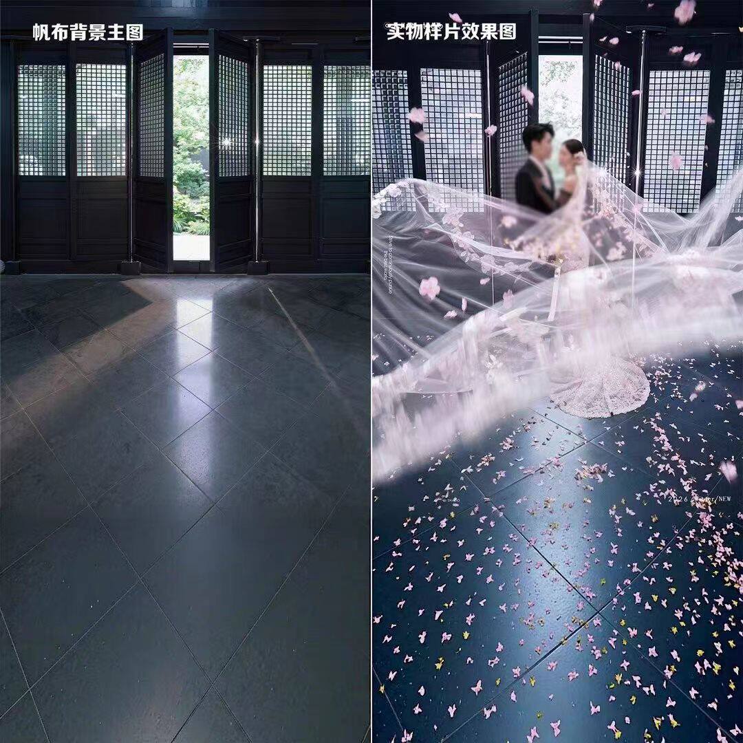中式园林复古婚纱摄影背景布