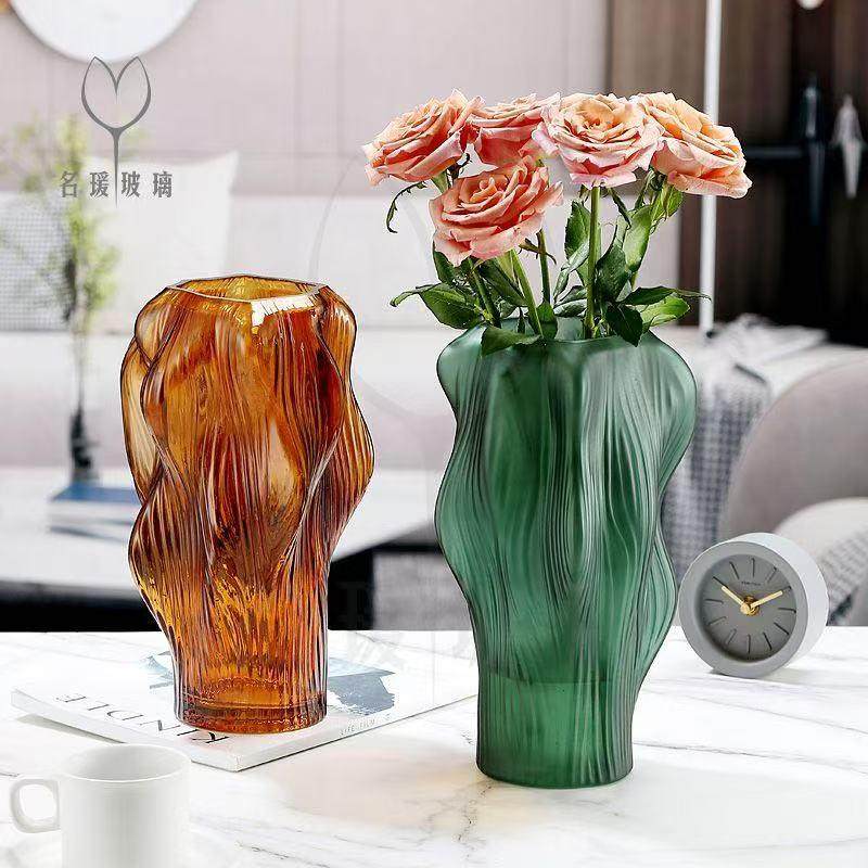 现代简约雾霾绿异形波纹餐桌摆件玻璃花家居软装干花鲜花花艺,家居饰品,花瓶,淘宝优惠券,粉丝福利购,淘宝优惠卷