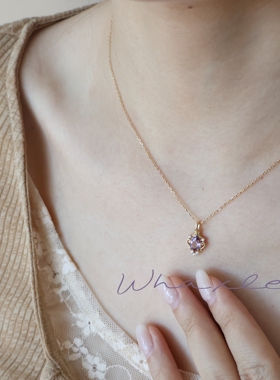 紫藤 | Whaxle 天然紫水晶镶嵌复古宫廷风镶钻项链锁骨链优雅菱形