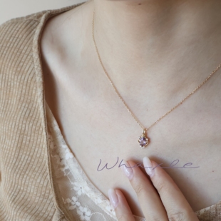 紫藤 天然紫水晶镶嵌复古宫廷风镶钻项链锁骨链优雅菱形 Whaxle