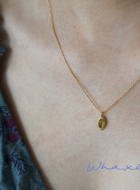 绿野仙踪 | Whaxle 法系橄榄石复古宫廷吊坠镀14K金项链锁骨链
