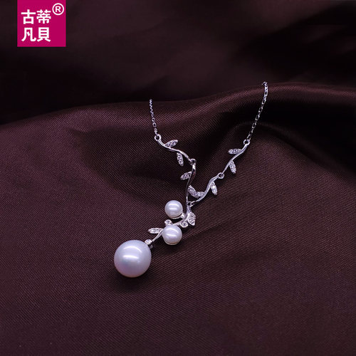 新中式天然珍珠颈链通体纯银配件