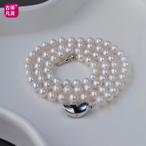 5-6mm淡水珍珠纯银豌豆扣项链