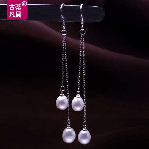 【古蒂】长款天然淡水珍珠耳坠S925纯银珍珠耳勾防过敏珍珠耳环女 - 封面