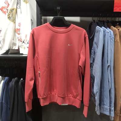 耐克男装2024春新款刺绣字母宽松圆领休闲运动套头卫衣HF1115-681