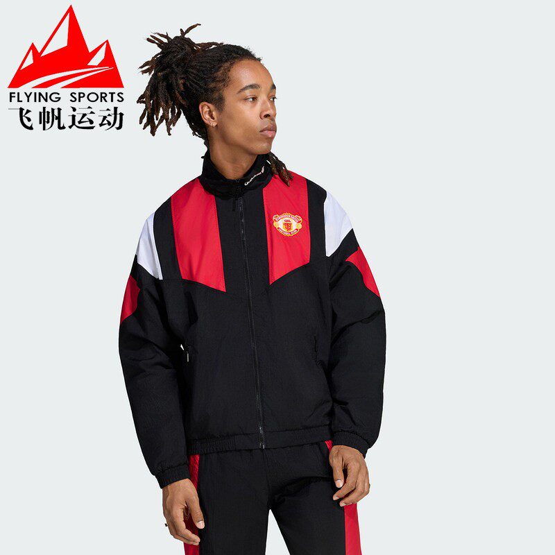 阿迪达斯男装2026冬梭织宽松复古曼联足球休闲运动夹克外套KH4827