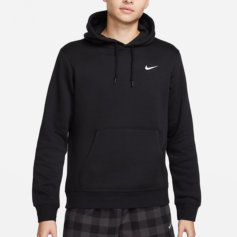 耐克男装2025春季款加绒保暖小勾百搭休闲运动连帽卫衣623453-010