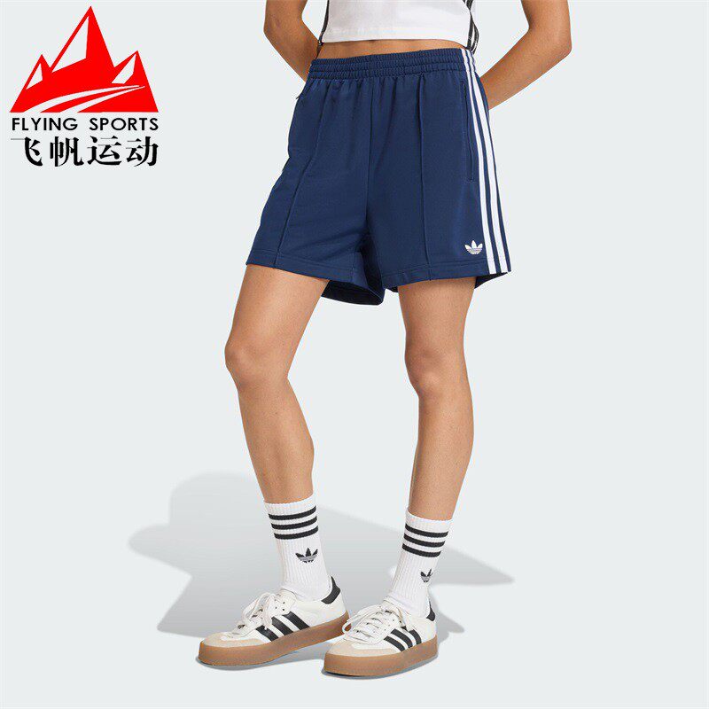 阿迪达斯三叶草女裤2026夏季学院风复古三条纹休闲运动短裤KQ9633