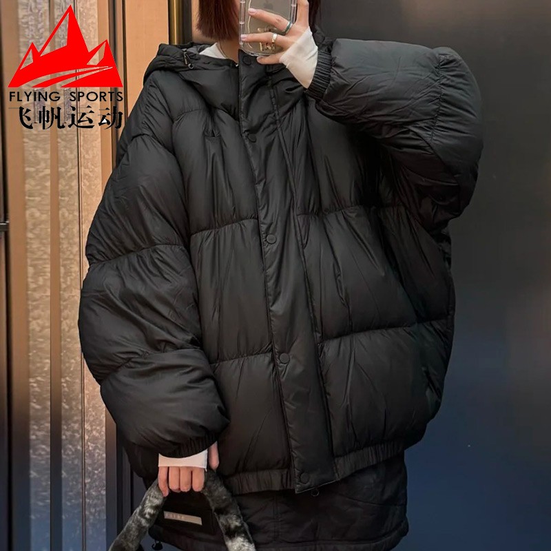 阿迪达斯三叶草羽绒服女2025冬600蓬宽松连帽运动鸭绒外套 KG4915
