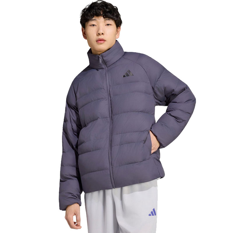 阿迪达斯男子2026冬季款紫色拒水防风保暖立领运动休闲棉服KS7700