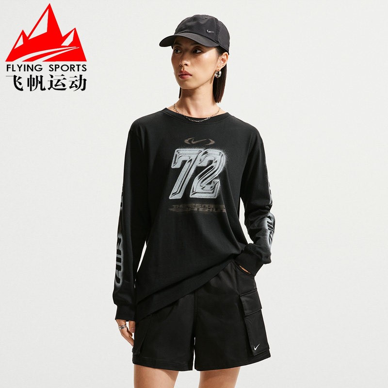 NIKE耐克女装2026秋复古印花宽松休闲运动长袖T恤 IM6403-010-417