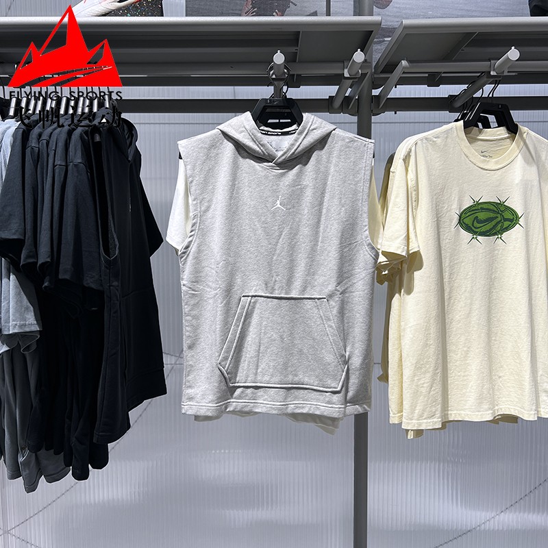 耐克男装2025秋法式毛圈宽松速干无袖运动连帽背心上衣HF9939-050