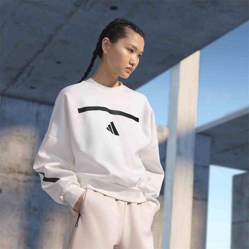阿迪达斯女装2024秋Z.N.E休闲运动圆领宽松长袖卫衣JI7554 JF4783