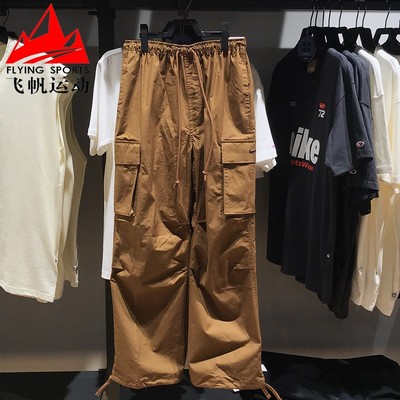 耐克运动风抽绳阔腿工装裤长裤