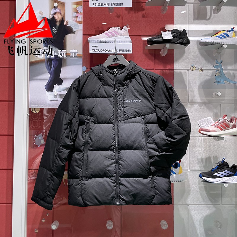 阿迪达斯保暖鹅绒运动连帽羽绒服