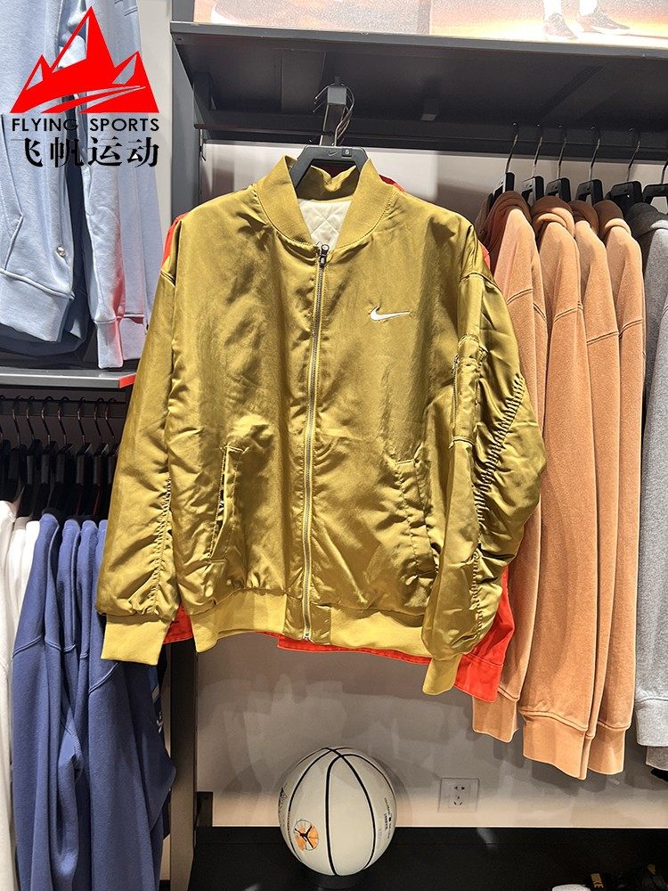 耐克女宽松棒球服两面穿梭织夹克