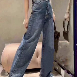 专柜直发2020秋季 牛仔裤 纯棉高腰直筒阔腿裤 603JJ4770000 新款