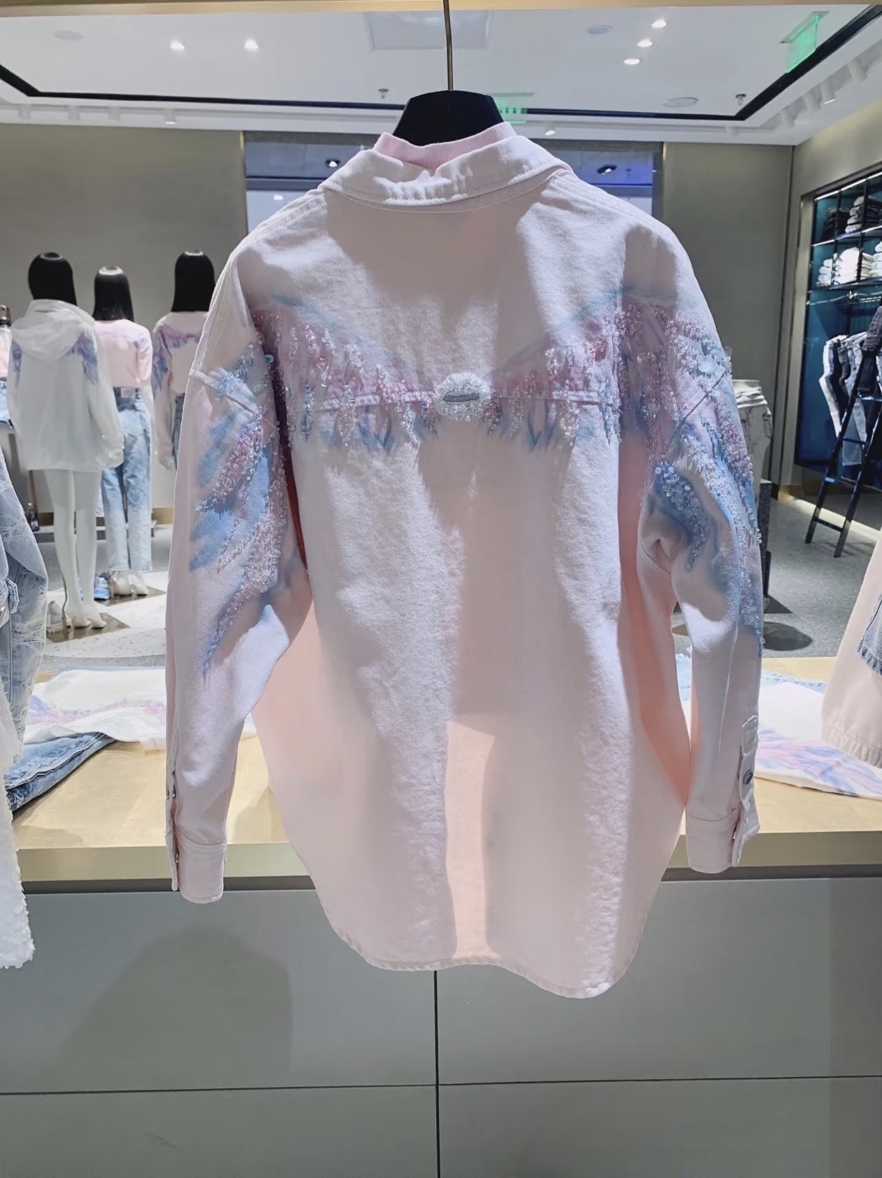 专柜直发2022春季新款天使系列牛仔衬衫女钉珠6W1XJ1860000