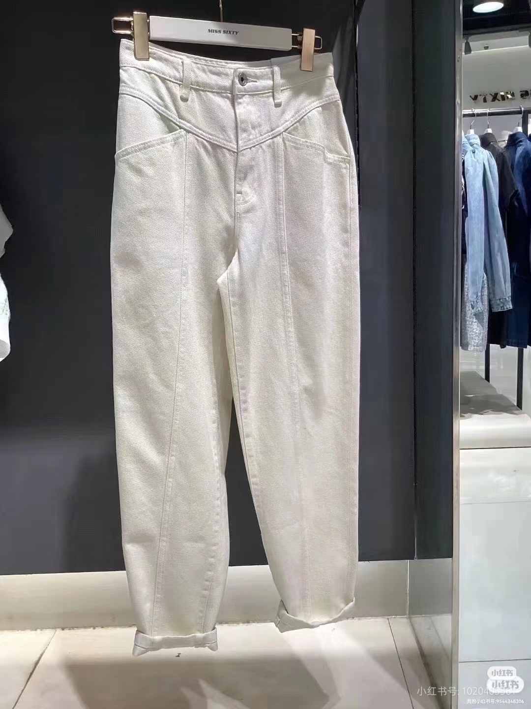 miss2021款牛仔裤女直筒萝卜裤浅色6N1JJ3440000