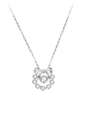 甜美蝴蝶结灵动项链女简约气质小清新跳动的心吊坠锁骨链送女友