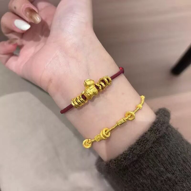新中式金色小马盘缠红绳手链女高级感编织手绳本命年马年生肖手饰