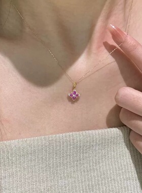 小红书爆款紫色闪锆四叶草项链女2026年新款时尚轻奢精致套装项链